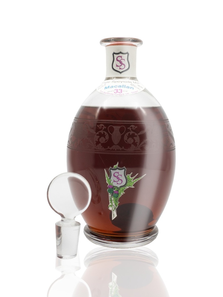 Macallan 33 Year in French Crystal Baccarat Mod."Rhone" Decanter Distilled 1977 750mL Silver Seal